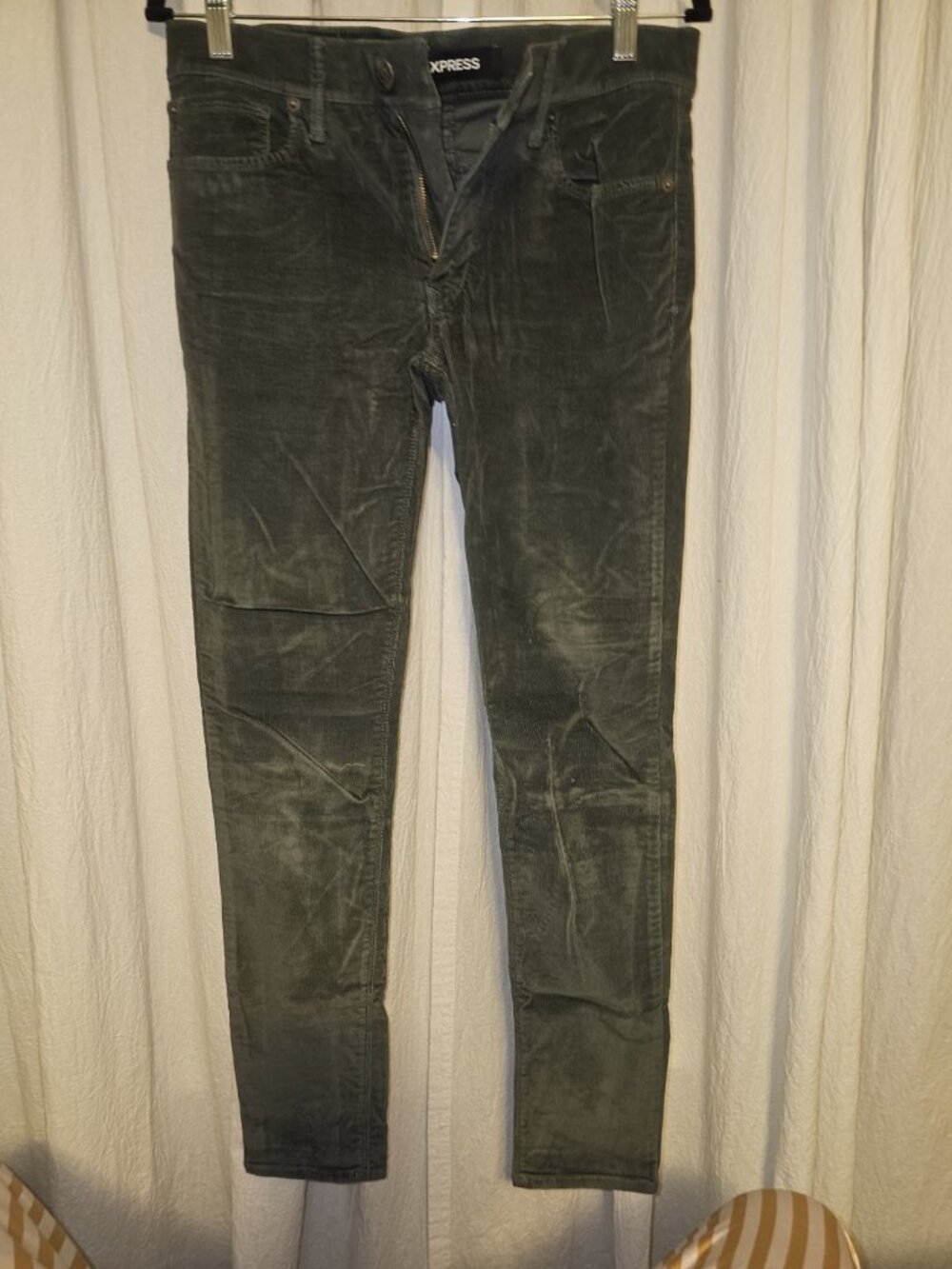 Express Mid Rise Corduroy Legging Pants Size 4 Long Stretch Gray
